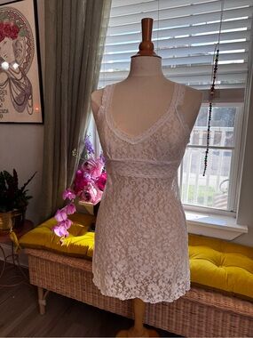 White Lace Sleeveless Slip Dress